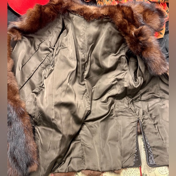 Genuine Mink & Leather Vintage Car Coat - Picture 7 of 9